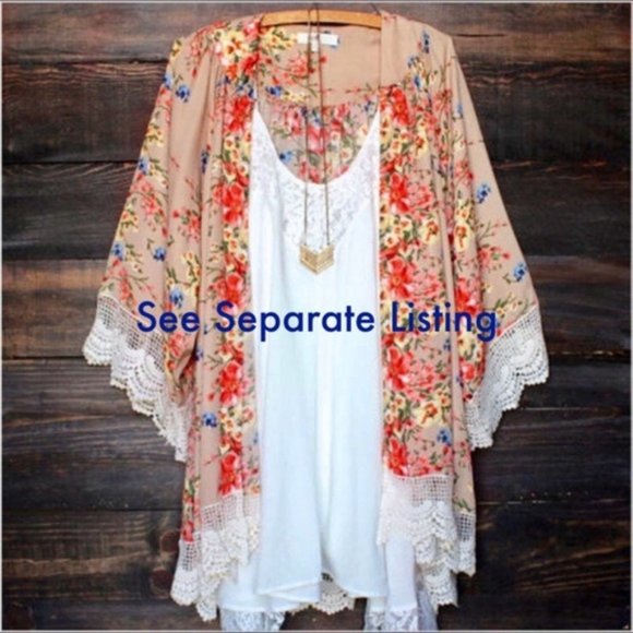Floral Summer Kimono Beach Cardigan Blouse Coverup - Picture 2 of 6